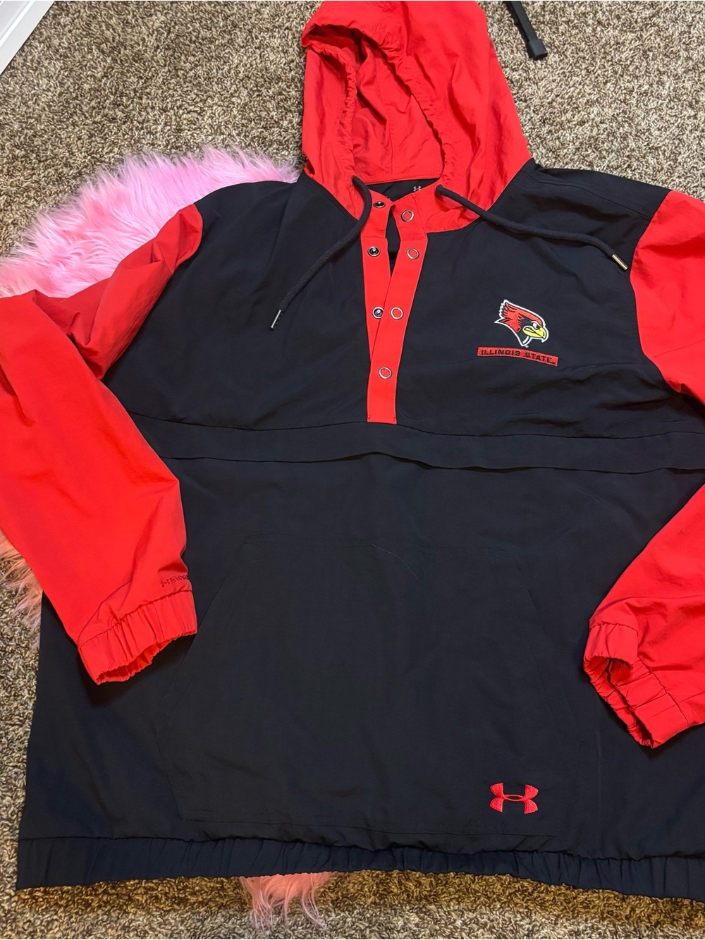 Under Armour Illinois State Redbirds Men’s XL Hooded Anorak Pullover Jacket